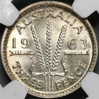 1963 NGC PF 67 AUSTRALIA 3 Pence Proof Silver Coin Top Pop 11/0 (18060701C)