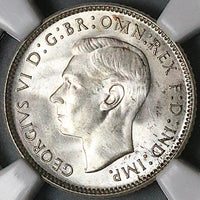 1943-D NGC MS 66 Australia 6 Pence George VI Gem Sterling Silver Coin (23031801C)