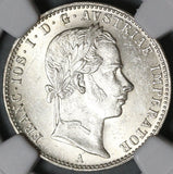 1858-A NGC MS 61 Austria 1/4 Florin Silver Franz Joseph Vienna Coin (21020501C)