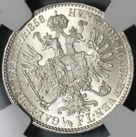 1858-A NGC MS 61 Austria 1/4 Florin Silver Franz Joseph Vienna Coin (21020501C)