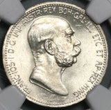 1908 NGC MS 65+ Austria 1 Corona Silver Franz Joseph 60th Coin (21071601D)