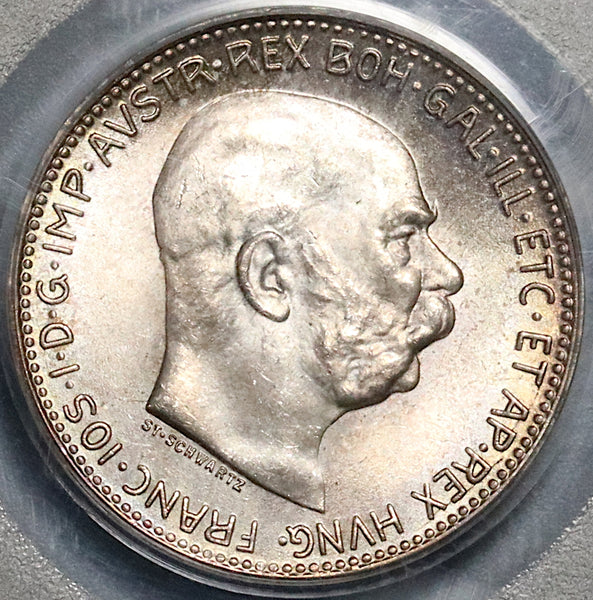 1915 PCGS MS 66 Austria 1 Corona Silver Franz Joseph Coin