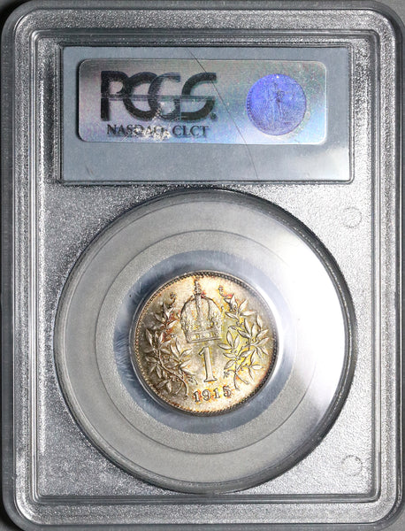1915 PCGS MS 66 Austria 1 Corona Silver Franz Joseph Coin
