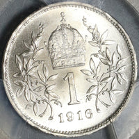 1916 PCGS MS 65 Austria Silver Corona Franz Josef Last Imperial Coin (20103101C)