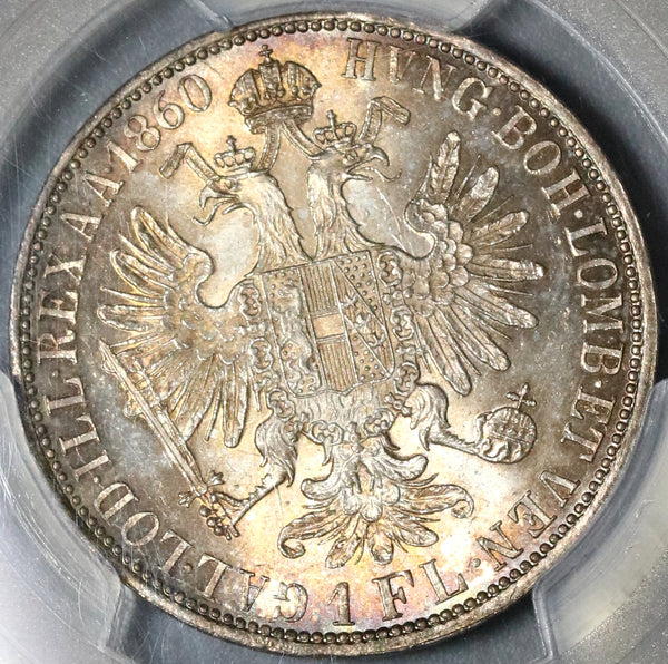 1860-A PCGS MS 64 Austria 1 Florin Silver Franz Joseph Vienna Coin