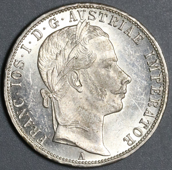 1860-A Austria 1 Florin BU Franz Joseph Vienna Silver Coin (21073101R)