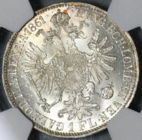 1861-A NGC MS 64+ Austria 1 Florin Silver Franz Joseph Vienna Coin (21030803C)