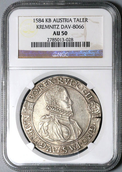 1584-KB NGC AU 50 Austria Silver Thaler Kremnitz Hungary