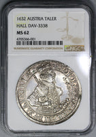1632 NGC MS 62 Austria Taler Hall Mint Silver Thaler Coin (18120603C)
