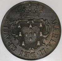 1830 NGC AU 58 Terceira Island Azores 10 Reis Portugal Colony Maria II in Exile Coin (20030401C)