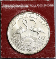 1973 Bahamas 2 dollars Flamingos Choice UNC Silver with COA Coin (19072801R)