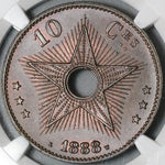 1888 NGC MS 64 Belgian Congo 10 Centimes Free State Leopold Coin (22013001C)