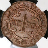 1898 NGC MS 64 East Africa 1 Pice Victoria Imperial British Protectorate Coin POP 1/0 (23031601C)
