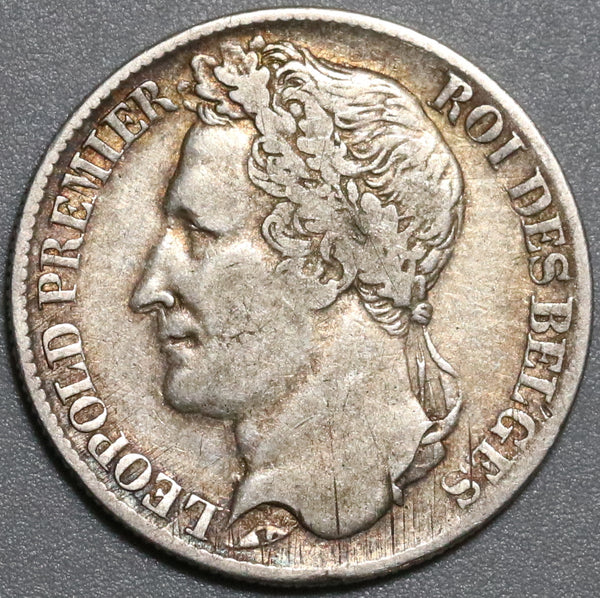 1844 Belgium 1 Franc VF Leopold I Victoria's Uncle Scarce Silver Coin  (20021101R)
