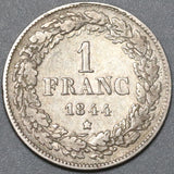1844 Belgium 1 Franc VF Leopold I Victoria's Uncle Silver Coin (23112805R)