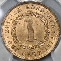 1918 PCGS MS 64 RB British Honduras 1 Cent George V Britain Coin (19010601D)