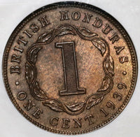 1939 NGC MS 63 British Honduras 1 Cent Mint State Britain 50k Coin (20030202C)