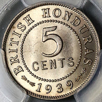 1939 PCGS MS 65 British Honduras 5 Cents George VI GEM Pedigree 20k Coin (22051501C)