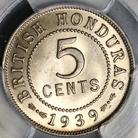 1939 PCGS MS 65 British Honduras 5 Cents George VI GEM Pedigree 20k Coin (22051501C)