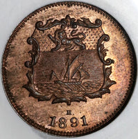 1891-H NGC MS 62 British North Borneo 1/2 Cent Britain Mint Coin (20030204C)