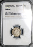 1900 NGC MS 66 Bolivia 10 Centavos Silver 30K Minted Coin POP 2/0 (21053002C)
