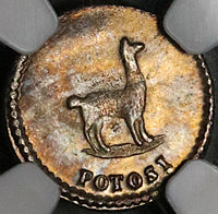 1852 NGC MS 64 Bolivia 1/4 Sol Potosi Llama Mountain Silver Coin (23031502C)
