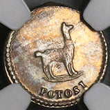 1852 NGC MS 64 Bolivia 1/4 Sol Potosi Llama Mountain Silver Coin (23031502C)