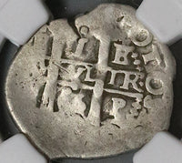 1666 NGC Bolivia Cob 1 Real Potosi Philip IV Spain Colonial Silver Coin (22072501C)