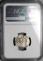 1666 NGC Bolivia Cob 1 Real Potosi Philip IV Spain Colonial Silver Coin (22072501C)