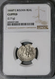 1666 NGC Bolivia Cob 1 Real Potosi Philip IV Spain Colonial Silver Coin (22072501C)