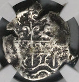 1696 NGC VF Bolivia Cob 1 Real Potosi Charles II Spain Colonial Silver Coin (22102701D)