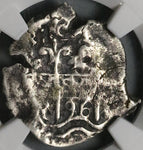 1696 NGC VF Bolivia Cob 1 Real Potosi Charles II Spain Colonial Silver Coin (22102701D)