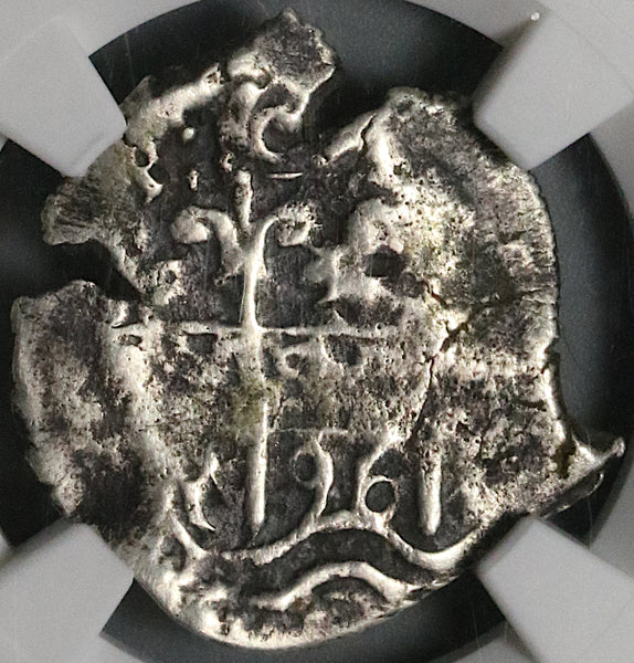 1696 NGC VF Bolivia Cob 1 Real Potosi Charles II Spain Colonial Silver Coin (22102701D)