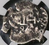 1696 NGC VF Bolivia Cob 1 Real Potosi Charles II Spain Colonial Silver Coin (22102701D)