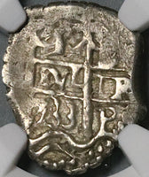 1733 NGC Bolivia Cob 1 Real Potosi XF Spain Colonial Silver Coin (21122201C)