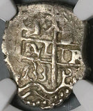 1733 NGC Bolivia Cob 1 Real Potosi XF Spain Colonial Silver Coin (21122201C)