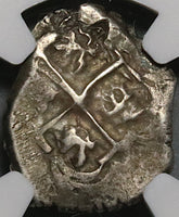 1733 NGC Bolivia Cob 1 Real Potosi XF Spain Colonial Silver Coin (21122201C)