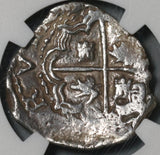 1574 NGC AU 55 Bolivia 2 Reales Silver Philip II Spain Colony Cob Coin POP 1/0 (21021601D)