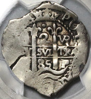 1685 PCGS VF 35 Bolivia Cob 2 Reales Potosi Charles II Colonial Silver Coin POP 1/1 (22082201C)