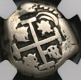 1743 NGC VG 8 Bolivia Cob 2 Reales Potosi Spain Colonial Silver Coin (21120301D)