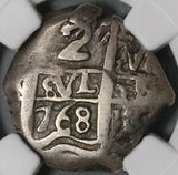 1768 NGC VF 35 Bolivia Cob 2 Reales Potosi Charles III Colonial Coin POP 1/0 (22082703C)