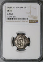 1768 NGC VF 35 Bolivia Cob 2 Reales Potosi Charles III Colonial Coin POP 1/0 (22082703C)