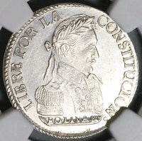 1830 NGC AU 58 Bolivia 2 Soles Alpaca Silver Coin (22120202D)