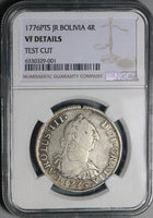 1776 NGC VF Bolivia 4 Reales Potosi Charles III Potosi Mint Silver Coin (22120202C)