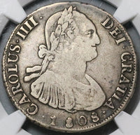 1808 NGC F 15 Bolivia 4 Reales Potosi Charles IV Potosi Spain Colonial Silver Coin (22102304C)