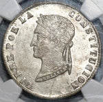 1854 NGC AU 58 Bolivia 4 Soles Alpaca Lustrous Silver Coin (20021401C)