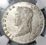 1854 NGC AU 58 Bolivia 4 Soles Alpaca Lustrous Silver Coin (20021401C)