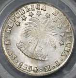 1854 PCGS AU 58 Bolivia 4 Soles Silver Palm Tree Coin (17051803D)