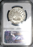 1854 NGC AU 58 Bolivia 4 Soles Alpaca Lustrous Silver Coin (20021401C)