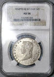 1854 NGC AU 58 Bolivia 4 Soles Alpaca Lustrous Silver Coin (20021401C)